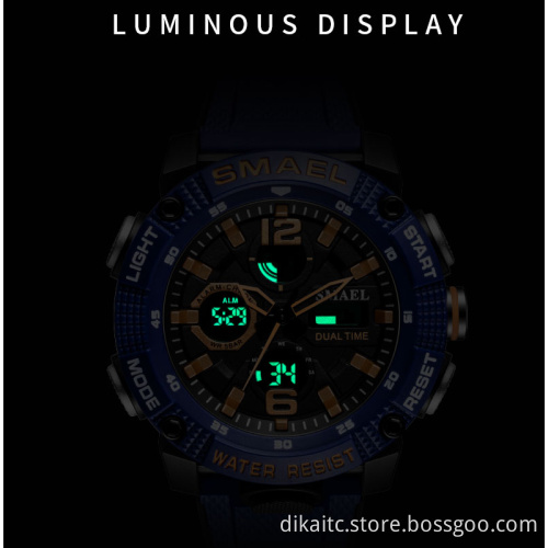 SMAEL Military Sport Watch Men Dual Display Waterproof